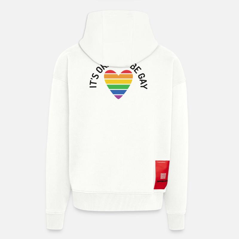 C’est normal d’être gay - Veste à capuche bio épaisse oversize fabriqué en UE - OFF WHITE