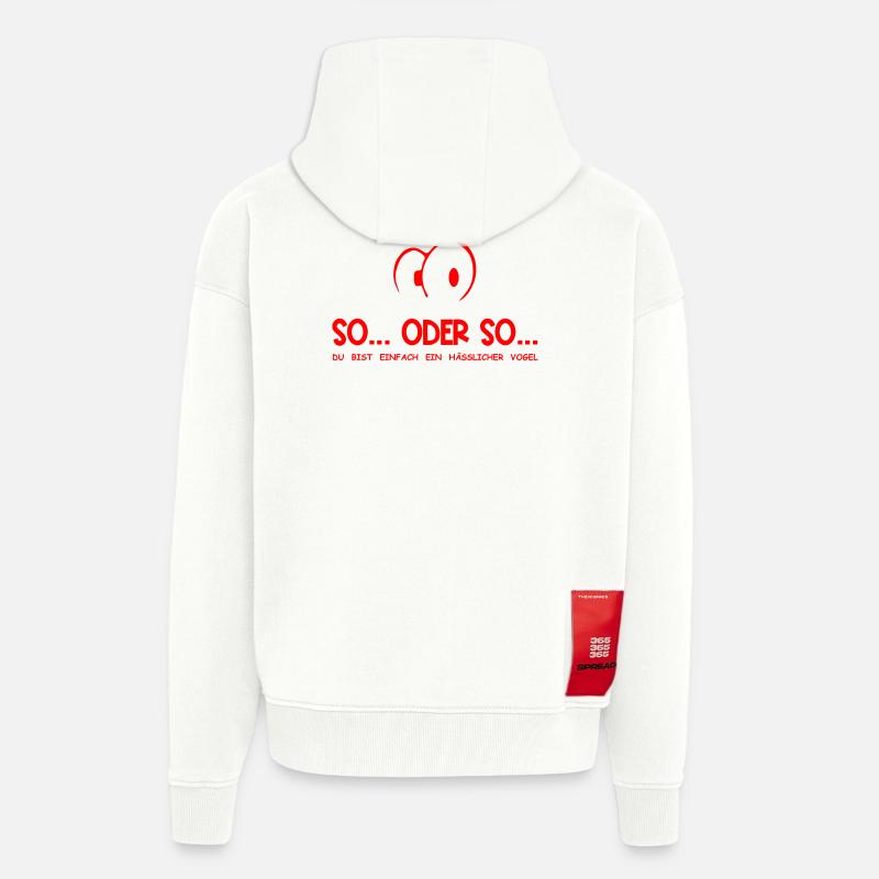 So...Oder So: Hässlicher Vogel - Rot - Zip Hoodie - made by SPREAD - OFF WHITE