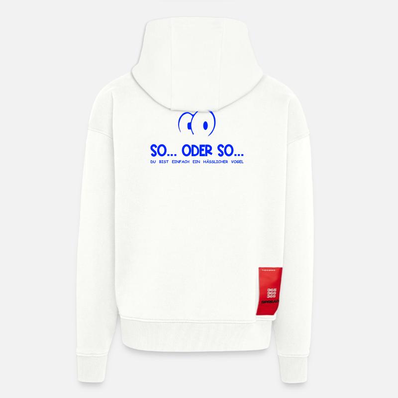 So...Oder So: Hässlicher Vogel - Blau - Zip Hoodie - made by SPREAD - OFF WHITE
