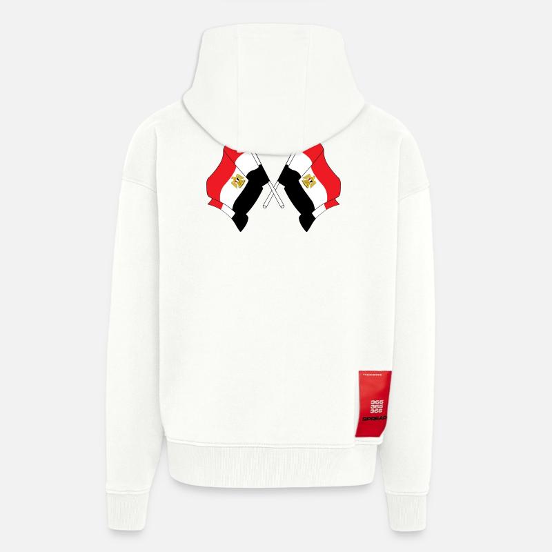 Deux drapeaux Egypte - Veste à capuche bio épaisse oversize fabriqué en UE - OFF WHITE