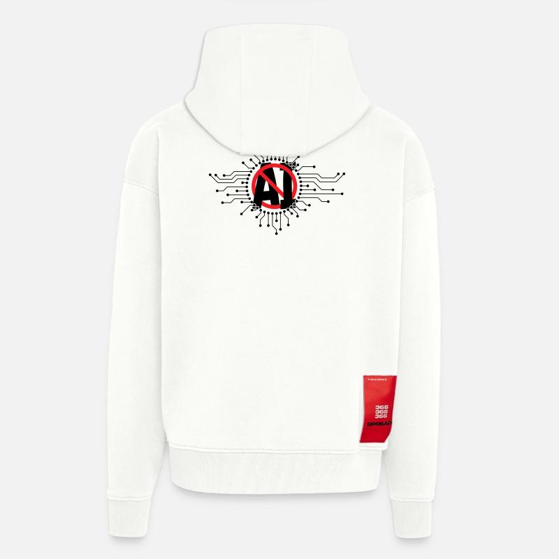 Stop, don't use artificial intelligence, AI. - Zip Hoodie - made by SPREAD - OFF WHITE