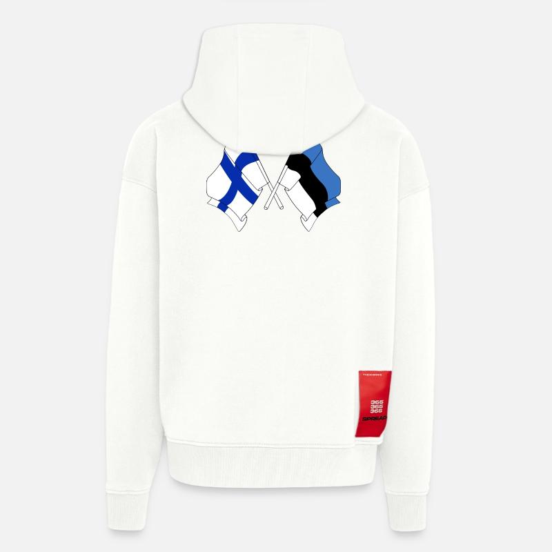 Drapeau Finlande, drapeau Estonie - Veste à capuche bio épaisse oversize fabriqué en UE - OFF WHITE