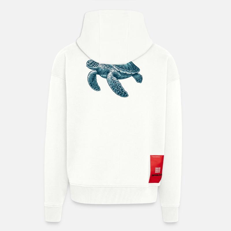 Tortue marine - Veste à capuche bio épaisse oversize fabriqué en UE - OFF WHITE