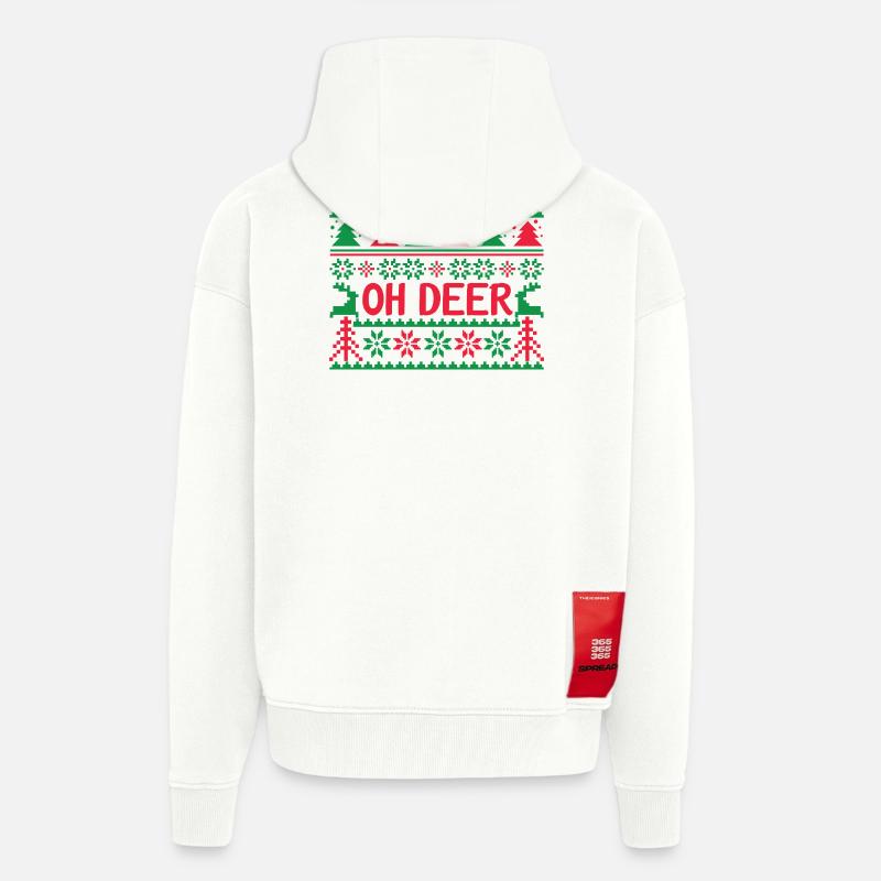 Pull moche - Oh Deer - Veste à capuche bio épaisse oversize fabriqué en UE - OFF WHITE