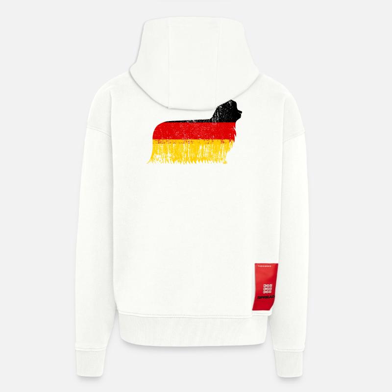 Yorkshire Terrier Drapeau de l’Allemagne - Veste à capuche bio épaisse oversize fabriqué en UE - OFF WHITE