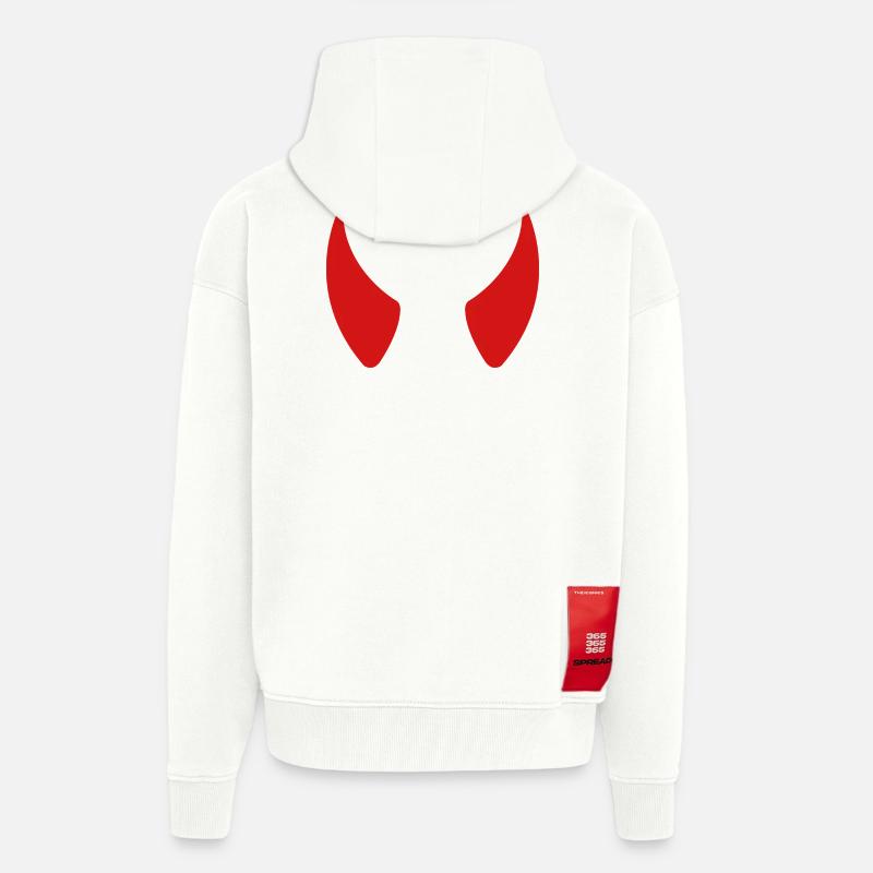 Cornes du diable - Veste à capuche bio épaisse oversize fabriqué en UE - OFF WHITE