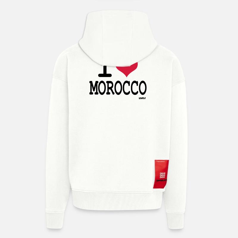 J'aime le maroc - couleurs personnalisables - Veste à capuche bio épaisse oversize fabriqué en UE - OFF WHITE