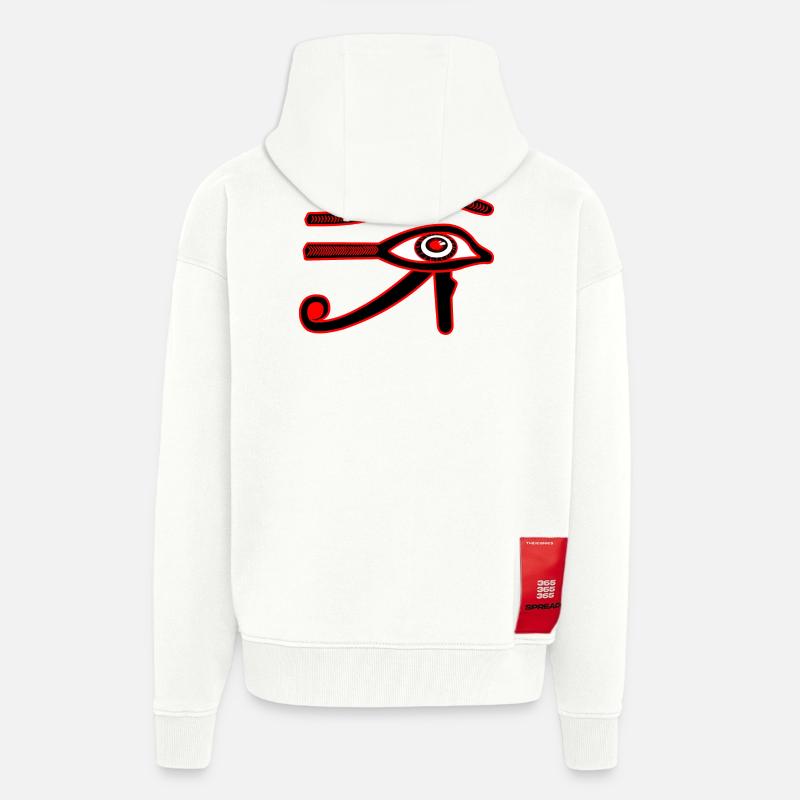 Oeil de râ oeil d’horus - Veste à capuche bio épaisse oversize fabriqué en UE - OFF WHITE