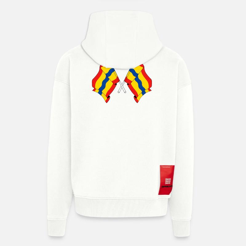 Deux drapeaux de la province d'Overijssel - Veste à capuche bio épaisse oversize fabriqué en UE - OFF WHITE