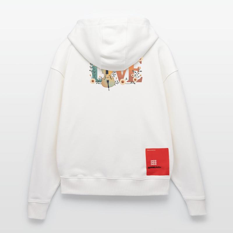 Amour Violoncelle Amour avec des fleurs pour violoncellistes Veste à capuche bio épaisse oversize fabriqué en UE