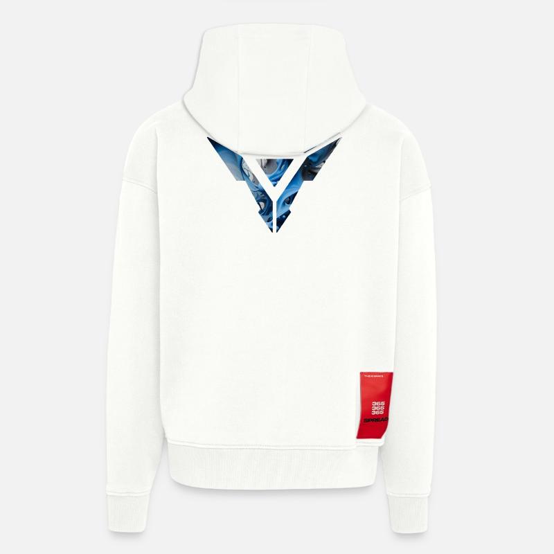 Abstract Blue Fluid Triangular Design - Zip Hoodie - made by SPREAD - OFF WHITE