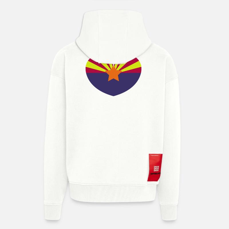 Drapeau du cœur de l’Arizona - Veste à capuche bio épaisse oversize fabriqué en UE - OFF WHITE