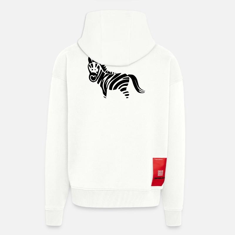 Zebra - Veste à capuche bio épaisse oversize fabriqué en UE - OFF WHITE