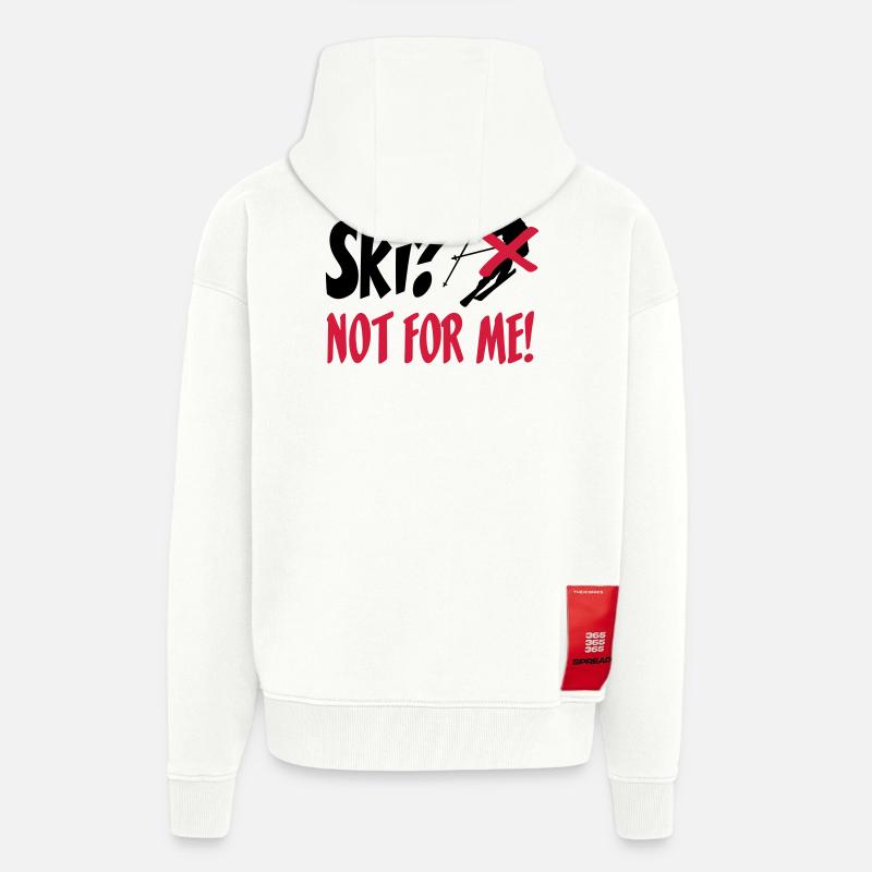 I hate Ski - Veste à capuche bio épaisse oversize fabriqué en UE - OFF WHITE