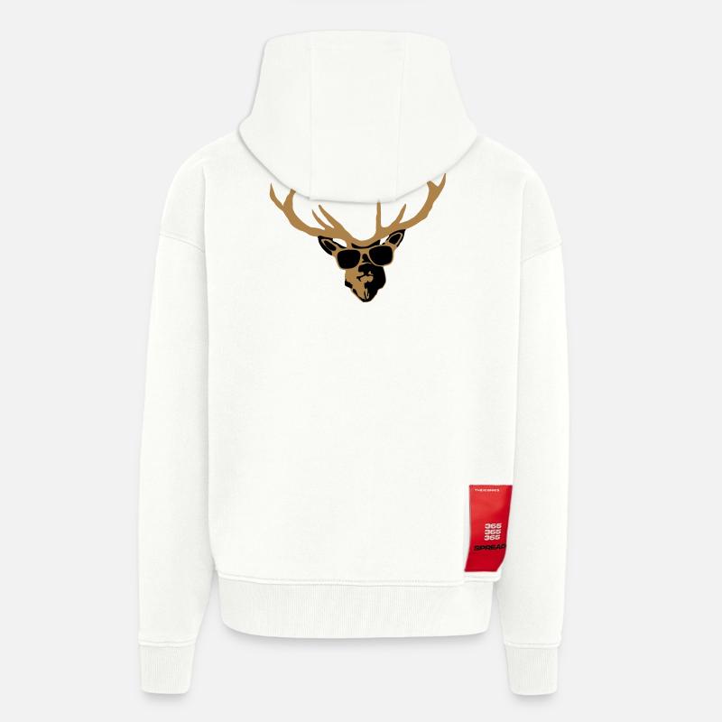 Hirsch mit Brille - Zip Hoodie - made by SPREAD - OFF WHITE