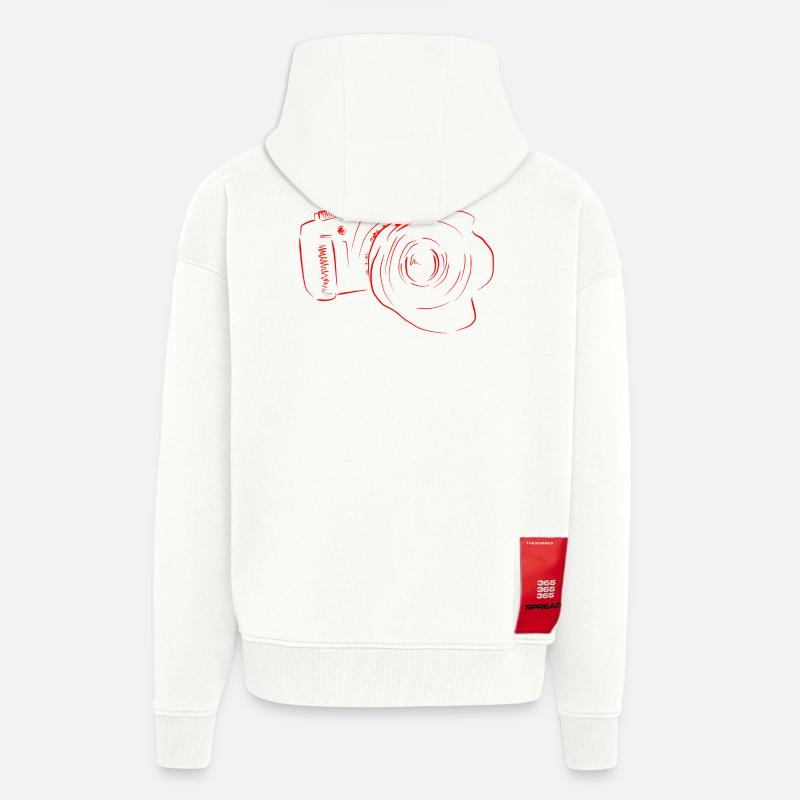 caméra - Veste à capuche bio épaisse oversize fabriqué en UE - OFF WHITE