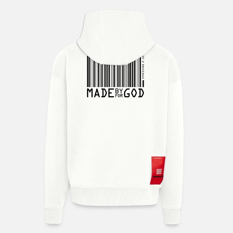 Créé par Dieu - Veste à capuche bio épaisse oversize fabriqué en UE - OFF WHITE