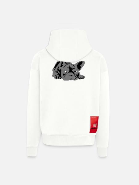 french bulldog 2 colors - Zip Hoodie - made by SPREAD - OFF WHITE