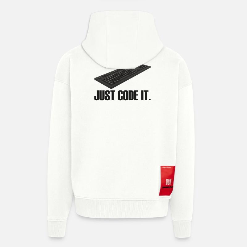 Il suffit de le coder - Veste à capuche bio épaisse oversize fabriqué en UE - OFF WHITE