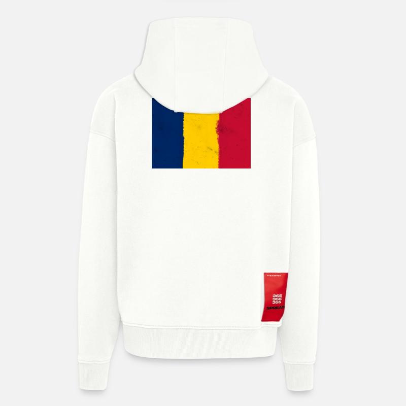 Drapeau du Tchad - Veste à capuche bio épaisse oversize fabriqué en UE - OFF WHITE