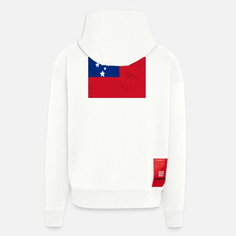 Drapeau des Samoa - Veste à capuche bio épaisse oversize fabriqué en UE - OFF WHITE