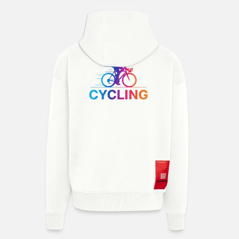 Gradient vibrant du cyclisme - Veste à capuche bio épaisse oversize fabriqué en UE - OFF WHITE