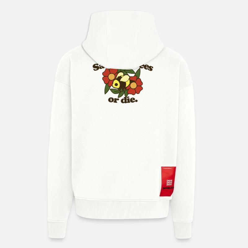 Rette die Bienen oder stirb - Zip Hoodie - made by SPREAD - OFF WHITE