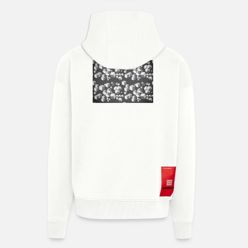 Deco pattern grey-white - Zip Hoodie - made by SPREAD - OFF WHITE