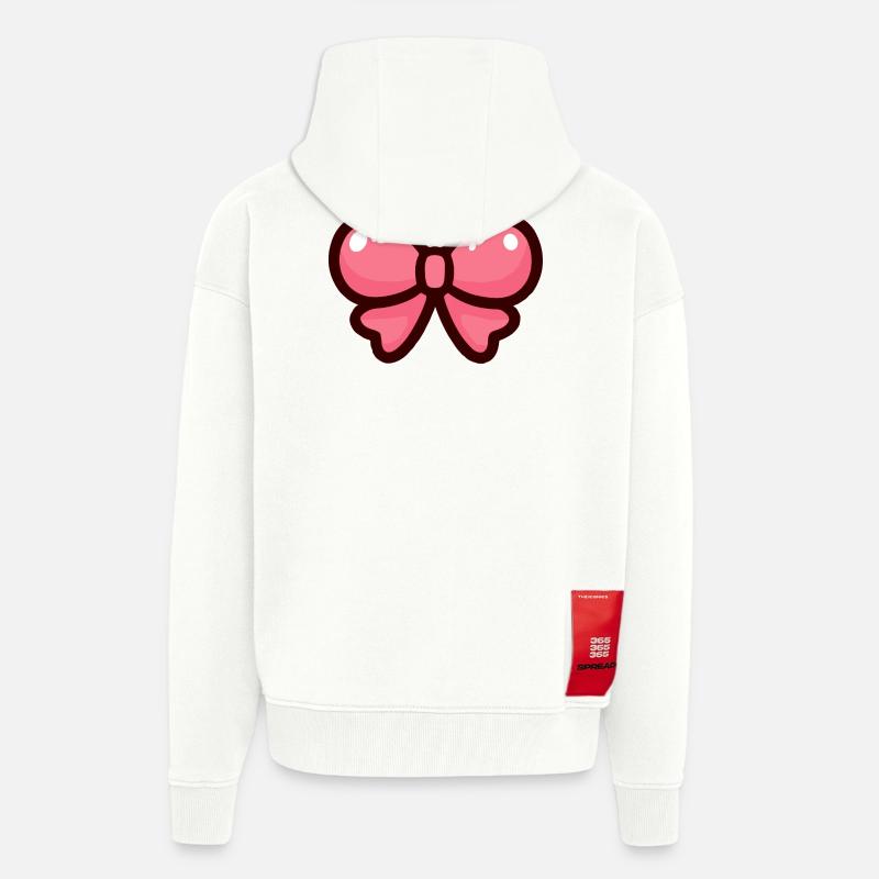 Conception d’arc de dessin animé rose - Veste à capuche bio épaisse oversize fabriqué en UE - OFF WHITE