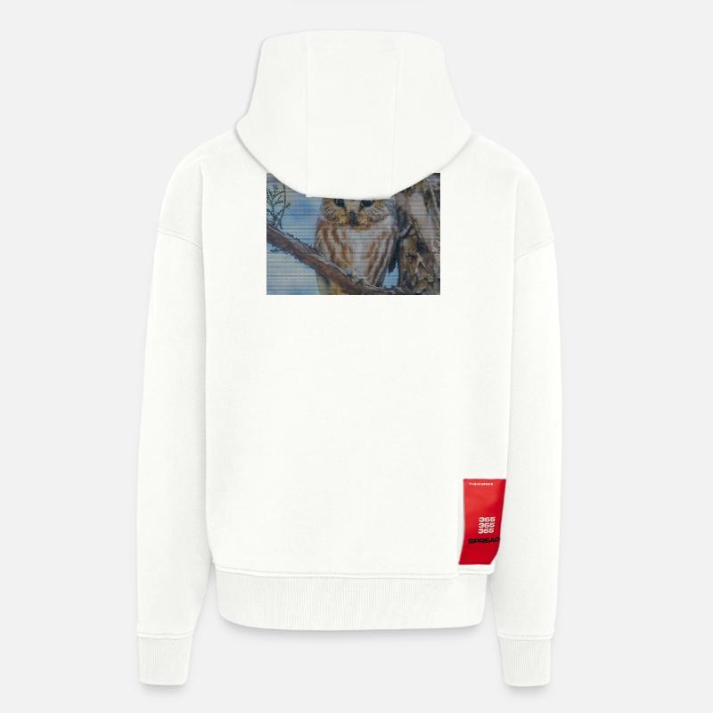 Abendwald Eulenblick - Veste à capuche bio épaisse oversize fabriqué en UE - OFF WHITE