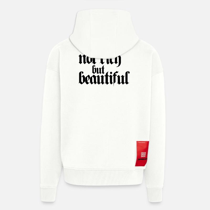Pas riche mais belle - Veste à capuche bio épaisse oversize fabriqué en UE - OFF WHITE
