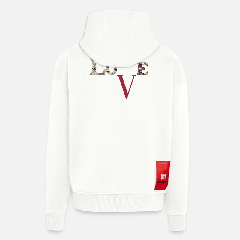 Love Patchwork Typography - Zip Hoodie - made by SPREAD - OFF WHITE