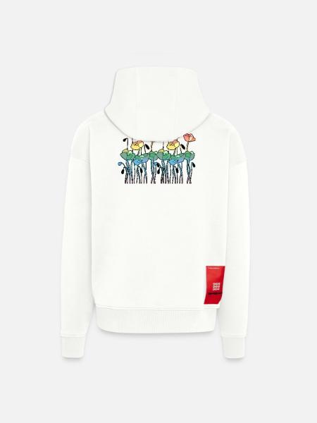 Fleur - Veste à capuche bio épaisse oversize fabriqué en UE - OFF WHITE