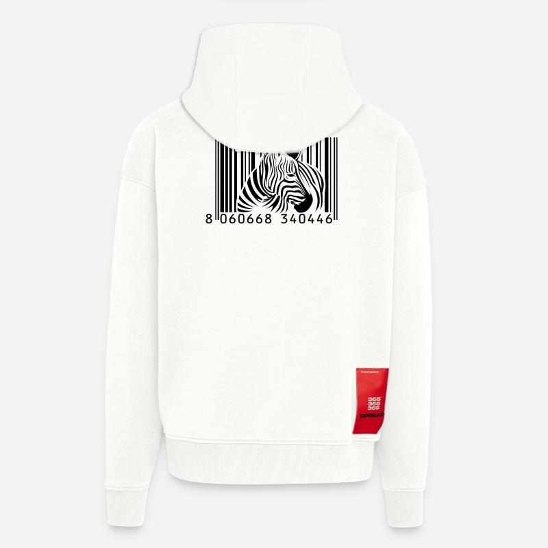 code à barres zèbre - Veste à capuche bio épaisse oversize fabriqué en UE - OFF WHITE