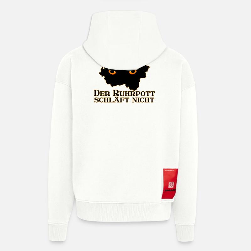 Le Ruhrpott ne dort pas - Veste à capuche bio épaisse oversize fabriqué en UE - OFF WHITE