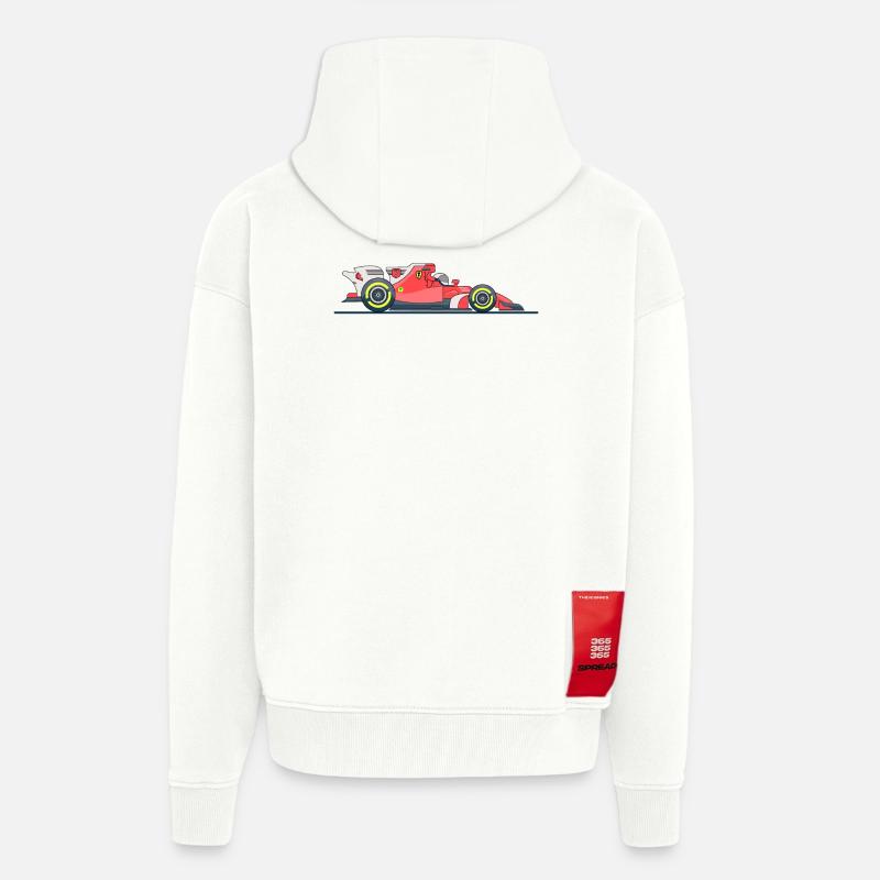 Course de voitures de course - Veste à capuche bio épaisse oversize fabriqué en UE - OFF WHITE