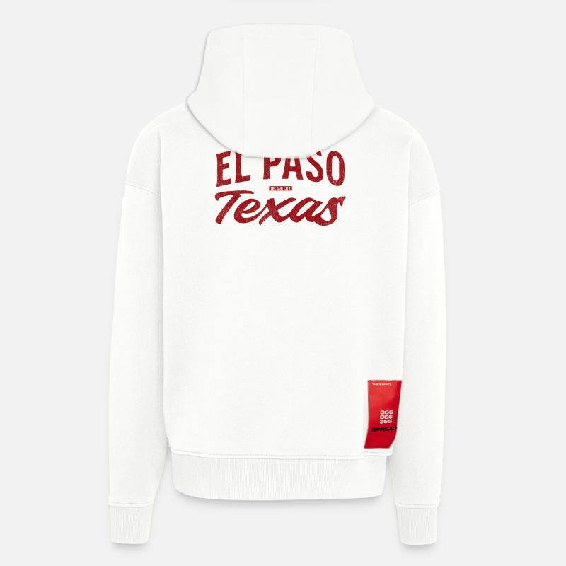 El Paso Texas Retro Script - Zip Hoodie - made by SPREAD - OFF WHITE