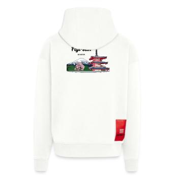 Mont Fuji, Japon, Pagode - Veste à capuche bio épaisse oversize fabriqué en UE - OFF WHITE - Dos