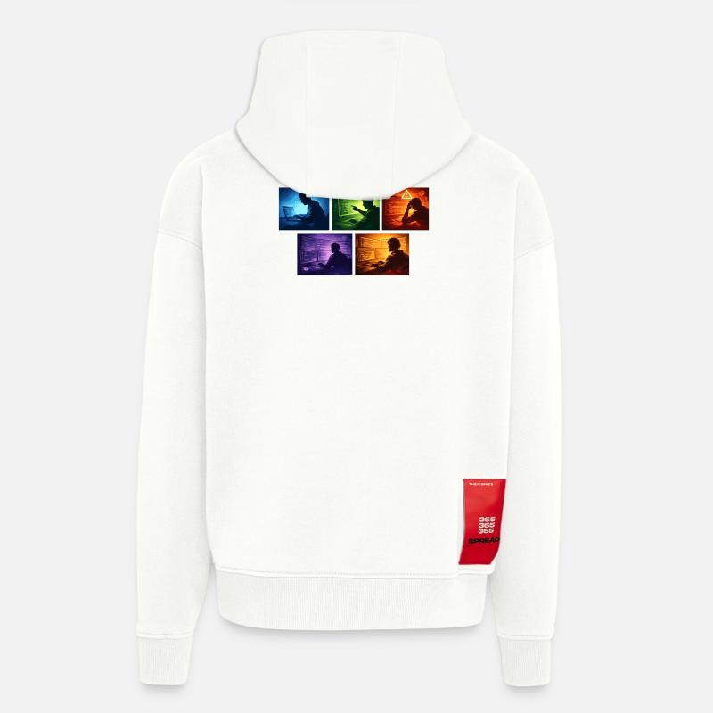 Multi-Screen Code Shadow - Zip Hoodie - made by SPREAD - OFF WHITE