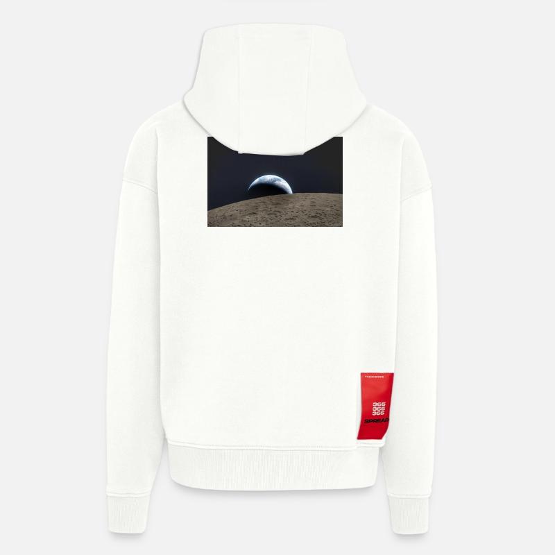 Earth over lunar surface - Zip Hoodie - made by SPREAD - OFF WHITE