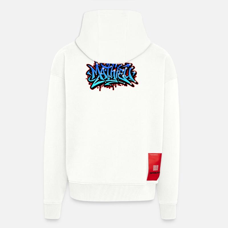 Mathieu Graffiti Neon Printable on Textile - Zip Hoodie - made by SPREAD - OFF WHITE