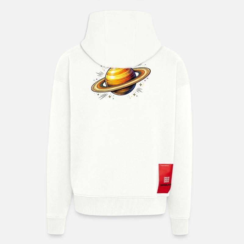 Planète Saturne - Veste à capuche bio épaisse oversize fabriqué en UE - OFF WHITE