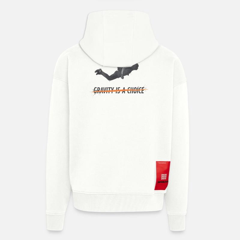 Plongez dans la gravité : un choix - Veste à capuche bio épaisse oversize fabriqué en UE - OFF WHITE