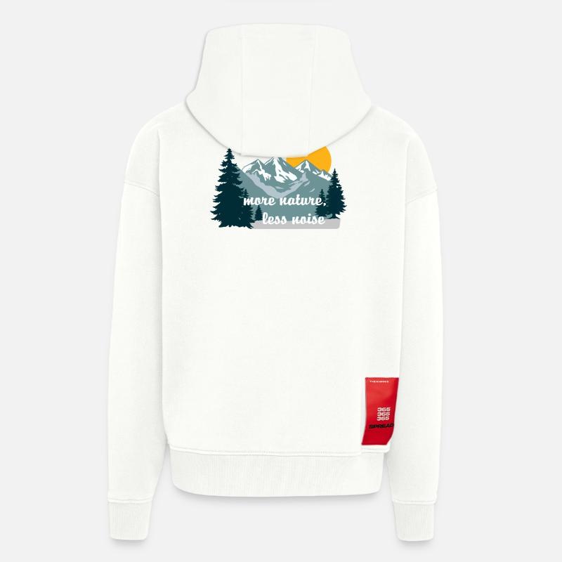 Plus de nature Moins de bruit - Veste à capuche bio épaisse oversize fabriqué en UE - OFF WHITE