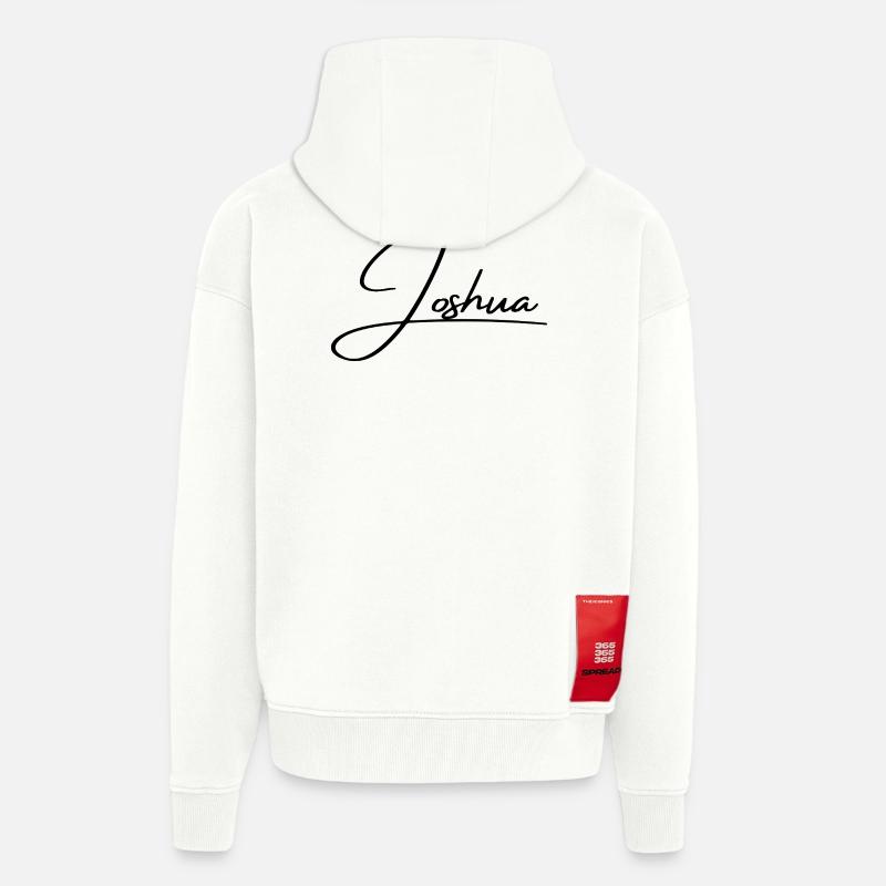 Joshua Name - Elegant Cursive Script - Zip Hoodie - made by SPREAD - OFF WHITE