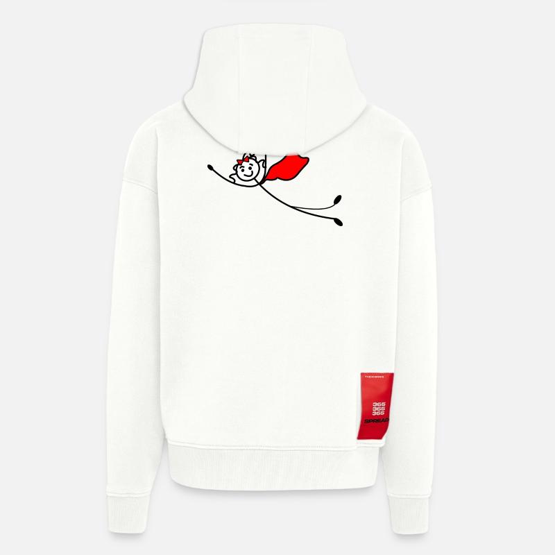 Fliegende Superfrau oder mit rotem Umhang - Zip Hoodie - made by SPREAD - OFF WHITE