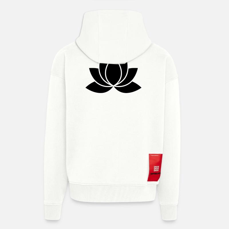 Silhouette de yoga fleur de lotus - Veste à capuche bio épaisse oversize fabriqué en UE - OFF WHITE