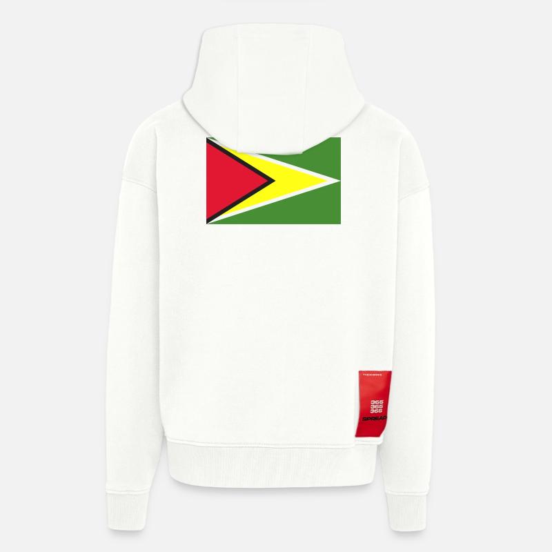 Drapeau du Guyana - Veste à capuche bio épaisse oversize fabriqué en UE - OFF WHITE