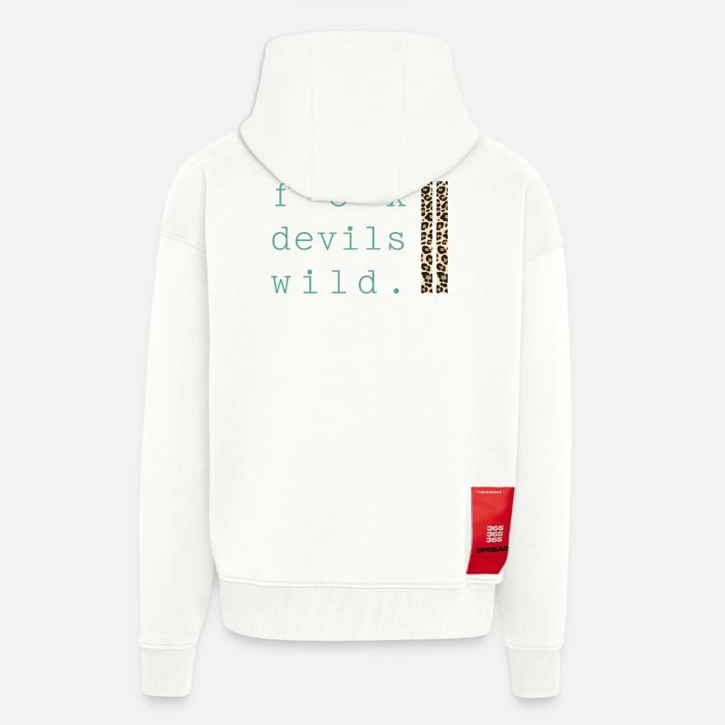 Fox Devil Wild Leopard - Zip Hoodie - made by SPREAD - OFF WHITE