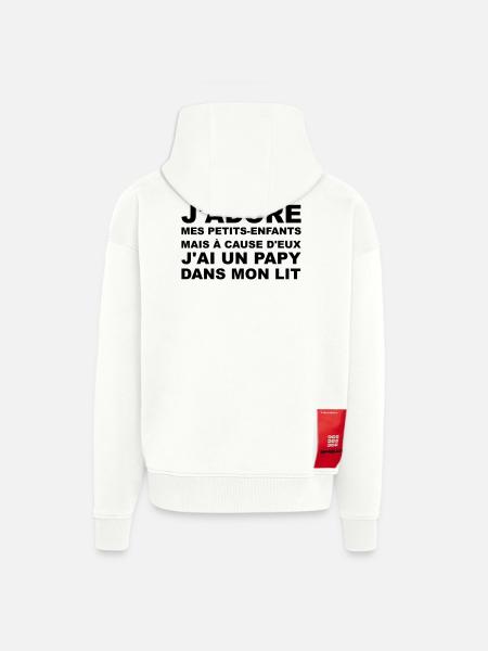 Papy dans mon lit - Veste à capuche bio épaisse oversize fabriqué en UE - OFF WHITE